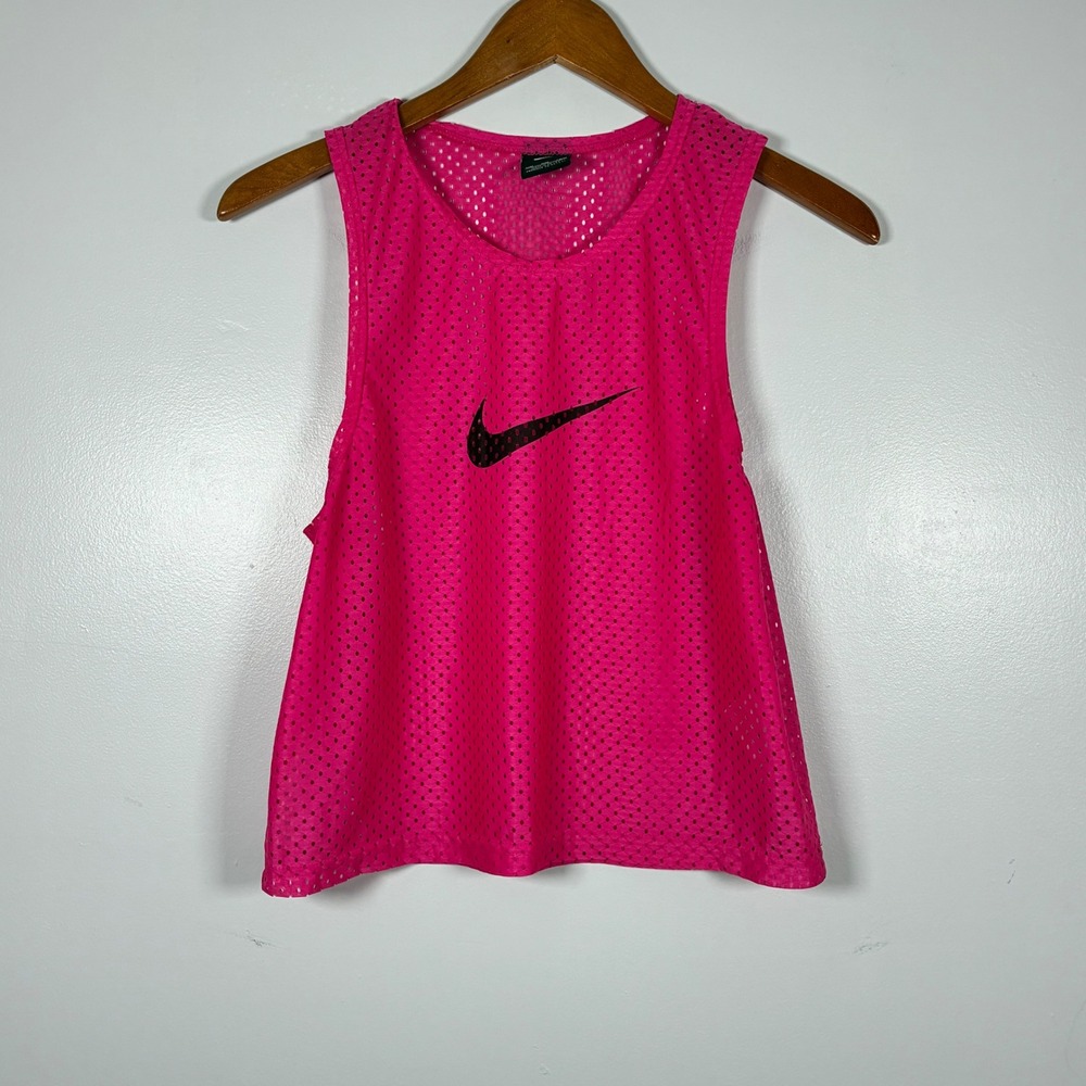 Y2K Neon Nike Tank Top/Bib S/M Mesh Swoosh Logo Athletic Barbiecore Sporty Gym